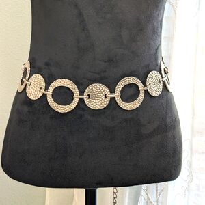 Chico's Pebbled Silver Tone Chain Belt, 50"